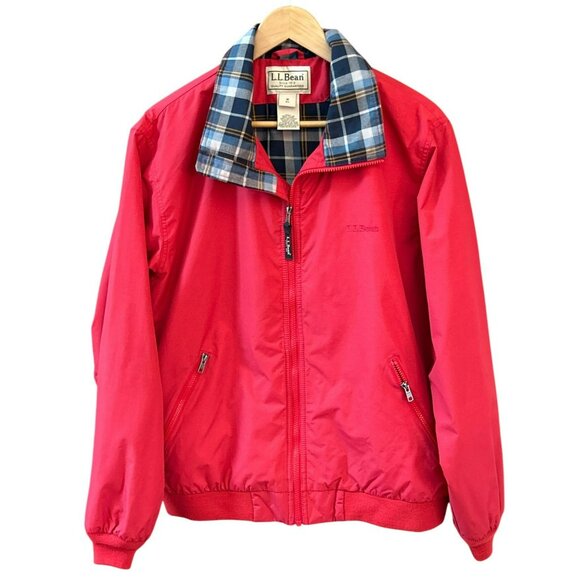 L.L.Bean Men's Red Warm-up Flannel Lined Jacket Medium Casual Lightweight Preppy - Picture 1 of 7